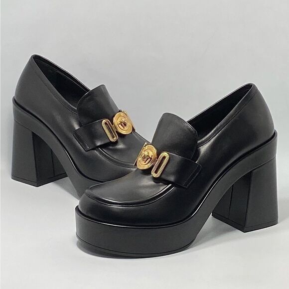 Versace Logo Leather Platform Pumps size 40 - Picture 9 of 13